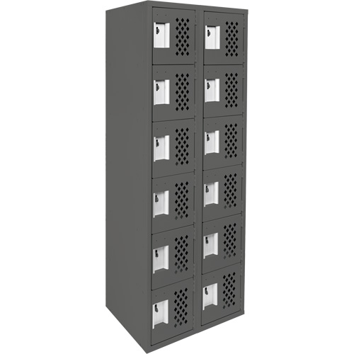 Assembled Lockerettes Clean Line Perforated Economy Lockers, 6 -tier, Bank of 2, 18" x 72" x 12", Steel Stor-it Systems