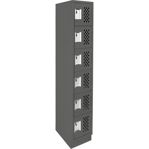 Assembled Lockerettes Clean Line Perforated Economy Lockers, 6 -tier, 18" x 72" x 12", Steel Stor-it Systems