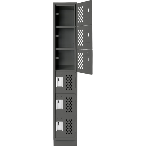 Assembled Lockerettes Clean Line Perforated Economy Lockers, 6 -tier, 18" x 72" x 12", Steel Stor-it Systems