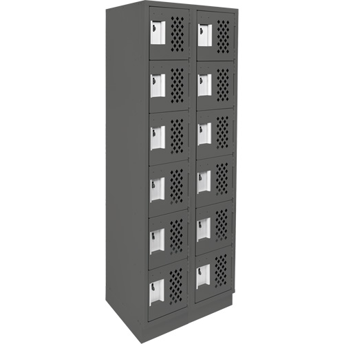 Assembled Lockerettes Clean Line Perforated Economy Lockers, 6 -tier, Bank of 2, 18" x 72" x 12", Steel Stor-it Systems