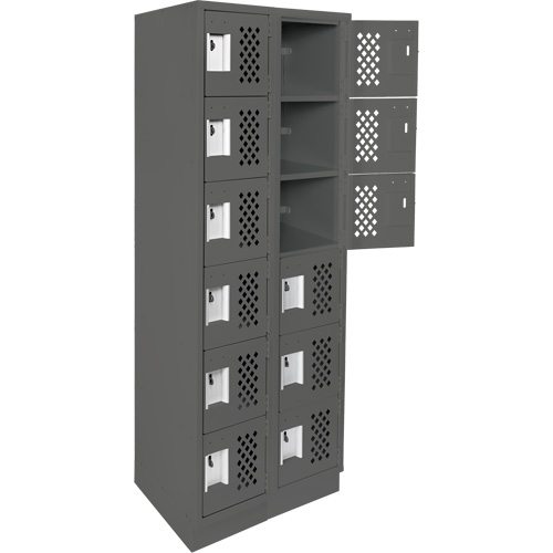 Assembled Lockerettes Clean Line Perforated Economy Lockers, 6 -tier, Bank of 2, 18" x 72" x 12", Steel Stor-it Systems