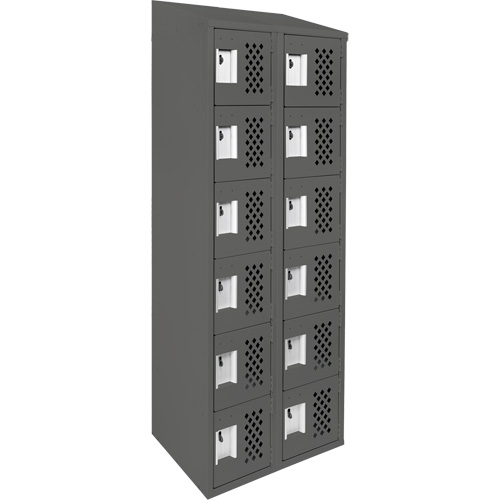 Assembled Lockerettes Clean Line Perforated Economy Lockers, 6 -tier, Bank of 2, 18" x 72" x 12", Steel Stor-it Systems