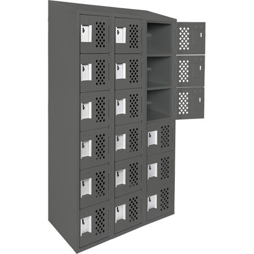 Assembled Lockerettes Clean Line Perforated Economy Lockers, 6 -tier, Bank of 3, 18" x 72" x 12", Steel Stor-it Systems