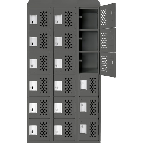 Assembled Lockerettes Clean Line Perforated Economy Lockers, 6 -tier, Bank of 3, 18" x 72" x 12", Steel Stor-it Systems