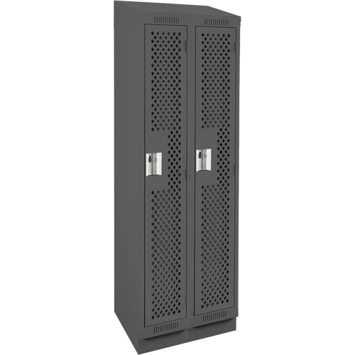 Clean Line Lockers, Bank of 2, 24" x 12" x 82", Steel, Charcoal, Rivet (Assembled), Perforated Stor-it Systems