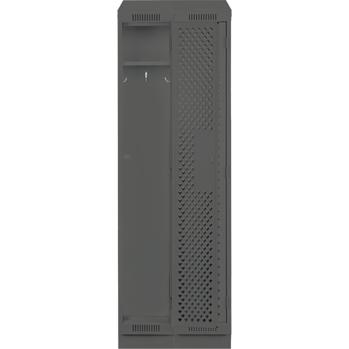 Clean Line Lockers, Bank of 2, 24" x 12" x 82", Steel, Charcoal, Rivet (Assembled), Perforated Stor-it Systems