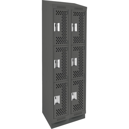 Casiers Clean Line, 3 niveaux, Bloc de 2, 24" x 15" x 82", Acier, Charbon, Rivet (assembl&eacute;), Perfor&eacute; Stor-it Systems