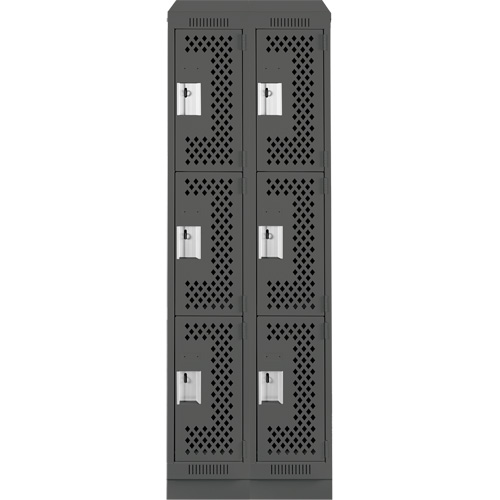 Casiers Clean Line, 3 niveaux, Bloc de 2, 24" x 15" x 82", Acier, Charbon, Rivet (assembl&eacute;), Perfor&eacute; Stor-it Systems