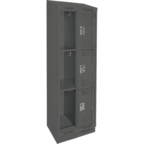 Casiers Clean Line, 3 niveaux, Bloc de 2, 24" x 15" x 82", Acier, Charbon, Rivet (assembl&eacute;), Perfor&eacute; Stor-it Systems