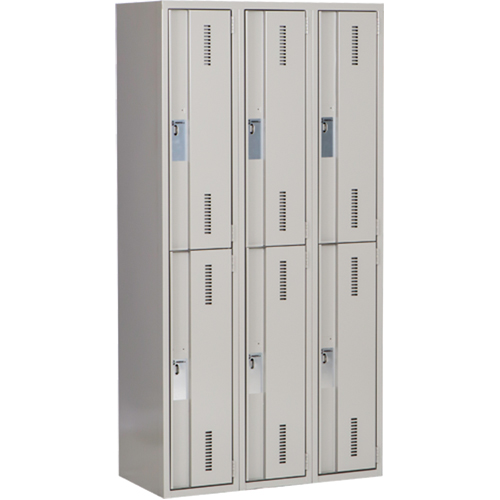Casiers robustes Concorde, 2 niveaux, Bloc de 3, 36" x 18" x 72", Acier, Gris, Soud&eacute; (assembl&eacute;) Stor-it Systems