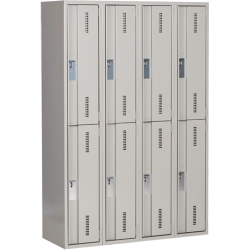 Concorde Heavy-Duty Lockers, 2 -tier, Bank of 4, 48" x 18" x 72", Steel, Grey, Welded (Assembled) Stor-it Systems