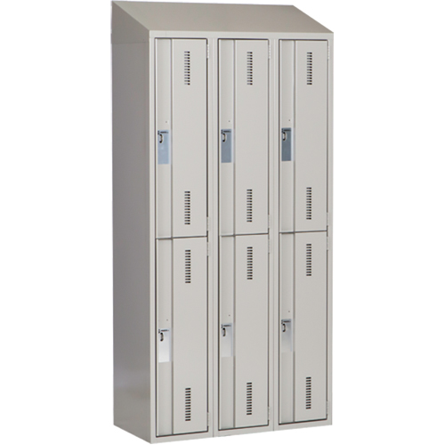 Concorde Heavy-Duty Lockers, 2 -tier, Bank of 3, 36" x 18" x 78", Steel, Grey, Welded (Assembled) Stor-it Systems
