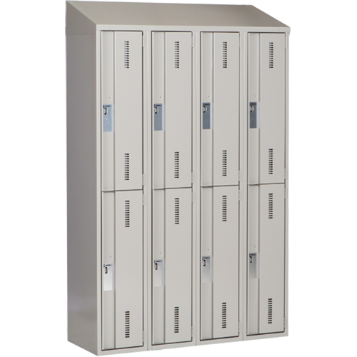 Concorde Heavy-Duty Lockers, 2 -tier, Bank of 4, 48" x 18" x 78", Steel, Grey, Welded (Assembled) Stor-it Systems