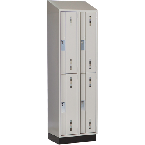 Concorde Heavy-Duty Lockers, 2 -tier, Bank of 2, 24" x 18" x 82", Steel, Grey, Welded (Assembled) Stor-it Systems