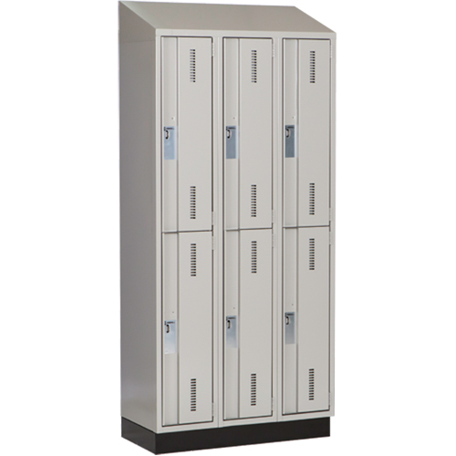 Concorde Heavy-Duty Lockers, 2 -tier, Bank of 3, 36" x 18" x 82", Steel, Grey, Welded (Assembled) Stor-it Systems