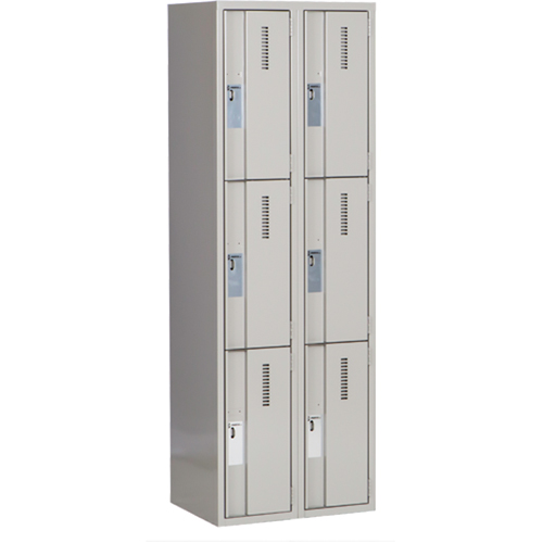 Concorde Heavy-Duty Lockers, 3 -tier, Bank of 2, 24" x 18" x 72", Steel, Grey, Welded (Assembled) Stor-it Systems