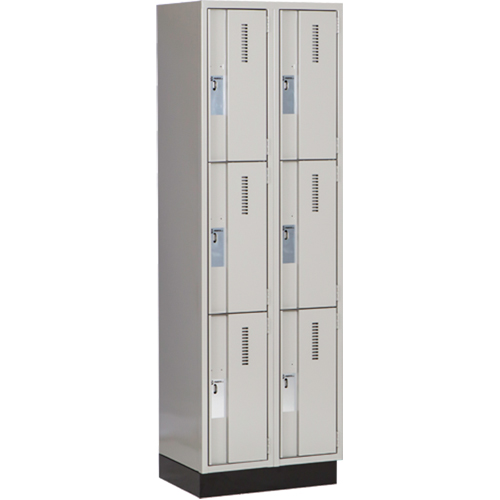 Concorde Heavy-Duty Lockers, 3 -tier, Bank of 2, 24" x 18" x 76", Steel, Grey, Welded (Assembled) Stor-it Systems