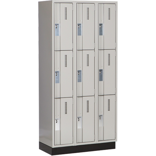 Concorde Heavy-Duty Lockers, 3 -tier, Bank of 3, 36" x 18" x 76", Steel, Grey, Welded (Assembled) Stor-it Systems