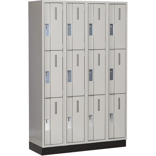 Casiers robustes Concorde, 3 niveaux, Bloc de 4, 48" x 18" x 76", Acier, Gris, Soud&eacute; (assembl&eacute;) Stor-it Systems