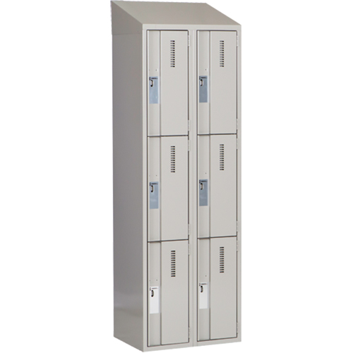 Concorde Heavy-Duty Lockers, 3 -tier, Bank of 2, 24" x 18" x 78", Steel, Grey, Welded (Assembled) Stor-it Systems