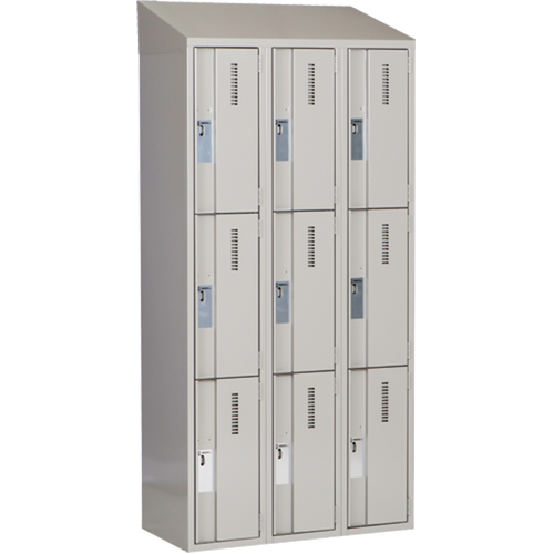 Concorde Heavy-Duty Lockers, 3 -tier, Bank of 3, 36" x 18" x 78", Steel, Grey, Welded (Assembled) Stor-it Systems