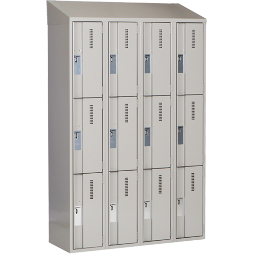 Concorde Heavy-Duty Lockers, 3 -tier, Bank of 4, 48" x 18" x 78", Steel, Grey, Welded (Assembled) Stor-it Systems