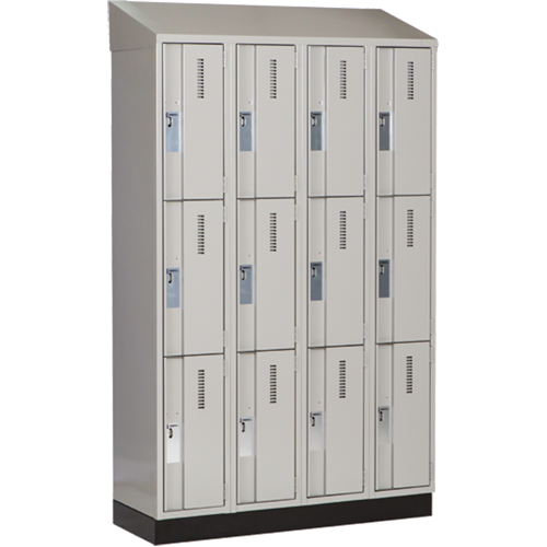 Concorde Heavy-Duty Lockers, 3 -tier, Bank of 4, 48" x 18" x 82", Steel, Grey, Welded (Assembled) Stor-it Systems