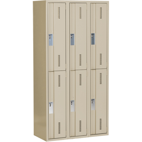 Concorde Heavy-Duty Lockers, 2 -tier, Bank of 3, 36" x 18" x 72", Steel, Beige, Welded (Assembled) Stor-it Systems