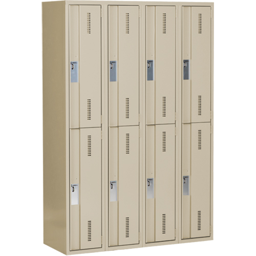 Casiers robustes Concorde, 2 niveaux, Bloc de 4, 48" x 18" x 72", Acier, Beige, Soud&eacute; (assembl&eacute;) Stor-it Systems
