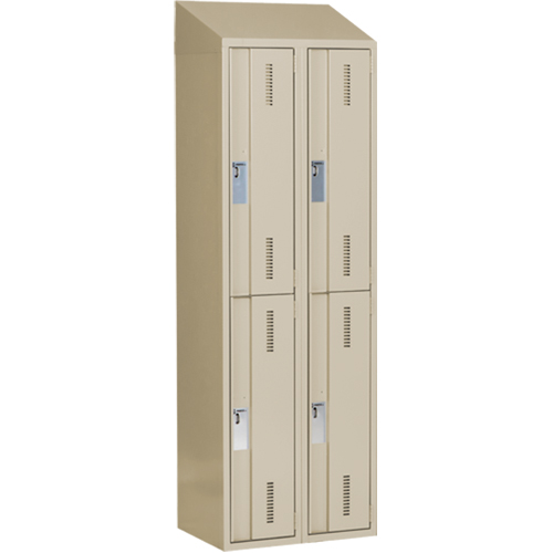 Concorde Heavy-Duty Lockers, 2 -tier, Bank of 2, 24" x 18" x 78", Steel, Beige, Welded (Assembled) Stor-it Systems