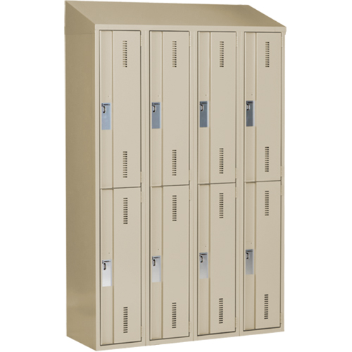 Concorde Heavy-Duty Lockers, 2 -tier, Bank of 4, 48" x 18" x 78", Steel, Beige, Welded (Assembled) Stor-it Systems