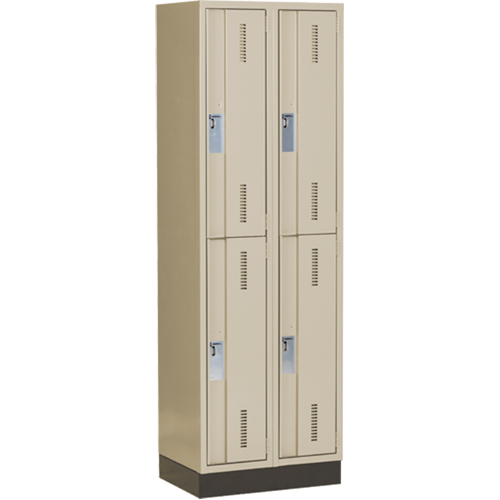 Concorde Heavy-Duty Lockers, 2 -tier, Bank of 2, 24" x 18" x 76", Steel, Beige, Welded (Assembled) Stor-it Systems