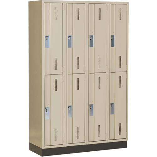 Concorde Heavy-Duty Lockers, 2 -tier, Bank of 4, 48" x 18" x 76", Steel, Beige, Welded (Assembled) Stor-it Systems