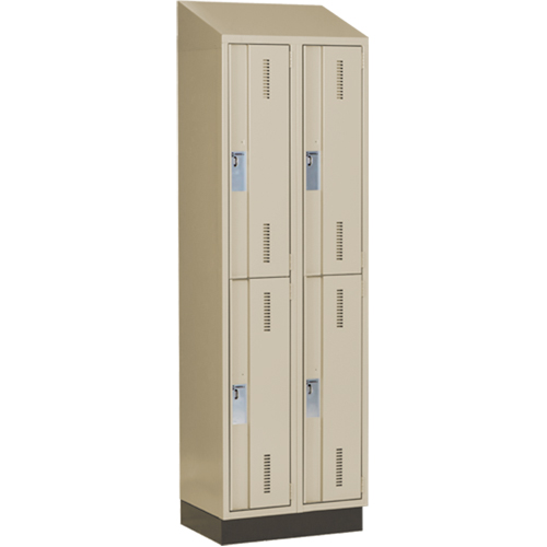Concorde Heavy-Duty Lockers, 2 -tier, Bank of 2, 24" x 18" x 82", Steel, Beige, Welded (Assembled) Stor-it Systems