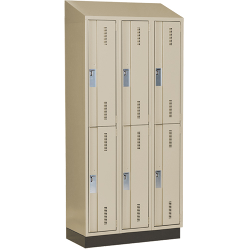 Concorde Heavy-Duty Lockers, 2 -tier, Bank of 3, 36" x 18" x 82", Steel, Beige, Welded (Assembled) Stor-it Systems