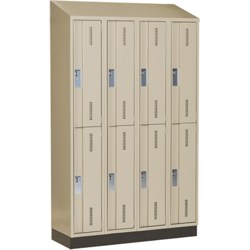 Concorde Heavy-Duty Lockers, 2 -tier, Bank of 4, 48" x 18" x 82", Steel, Beige, Welded (Assembled) Stor-it Systems