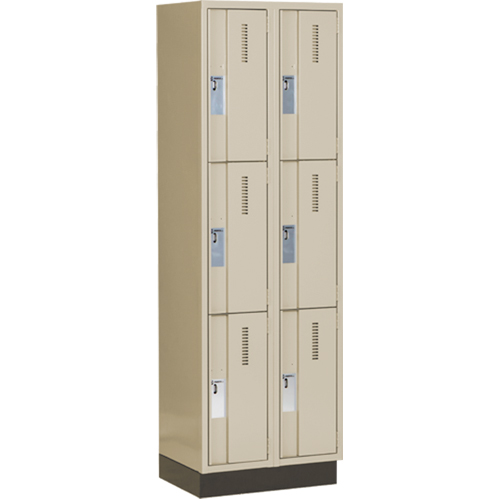 Concorde Heavy-Duty Lockers, 3 -tier, Bank of 2, 24" x 18" x 76", Steel, Beige, Welded (Assembled) Stor-it Systems