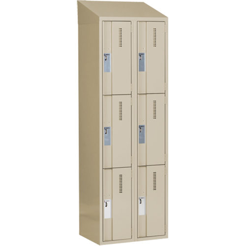 Concorde Heavy-Duty Lockers, 3 -tier, Bank of 2, 24" x 18" x 78", Steel, Beige, Welded (Assembled) Stor-it Systems
