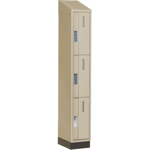 Concorde Heavy-Duty Lockers, 3 -tier, 12" x 18" x 82", Steel, Beige, Welded (Assembled) Stor-it Systems