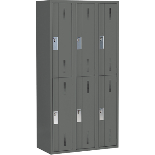 Casiers robustes Concorde, 2 niveaux, Bloc de 3, 36" x 18" x 72", Acier, Charbon, Soud&eacute; (assembl&eacute;) Stor-it Systems