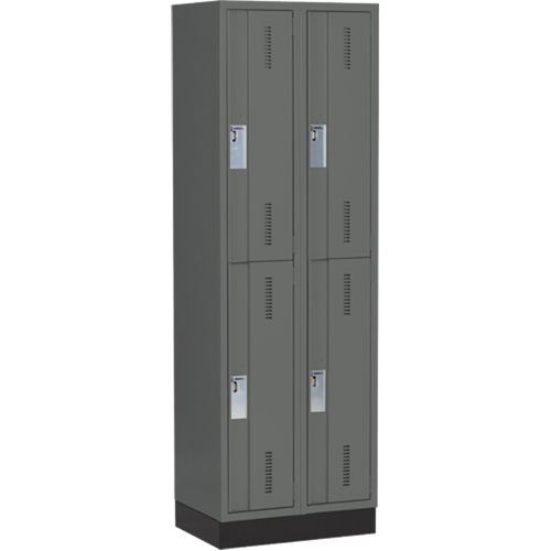 Concorde Heavy-Duty Lockers, 2 -tier, Bank of 2, 24" x 18" x 76", Steel, Charcoal, Welded (Assembled) Stor-it Systems