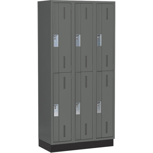 Casiers robustes Concorde, 2 niveaux, Bloc de 3, 36" x 18" x 76", Acier, Charbon, Soud&eacute; (assembl&eacute;) Stor-it Systems