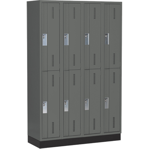 Concorde Heavy-Duty Lockers, 2 -tier, Bank of 4, 48" x 18" x 76", Steel, Charcoal, Welded (Assembled) Stor-it Systems