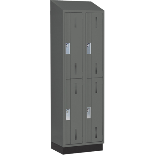 Concorde Heavy-Duty Lockers, 2 -tier, Bank of 2, 24" x 18" x 82", Steel, Charcoal, Welded (Assembled) Stor-it Systems
