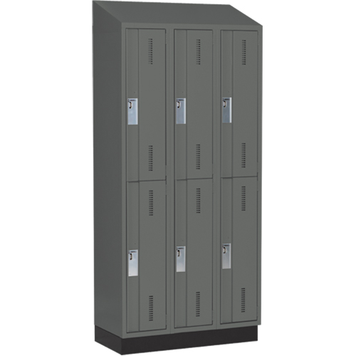 Concorde Heavy-Duty Lockers, 2 -tier, Bank of 3, 36" x 18" x 82", Steel, Charcoal, Welded (Assembled) Stor-it Systems