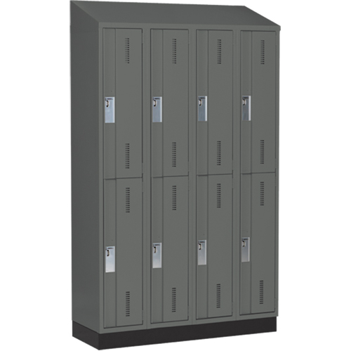Concorde Heavy-Duty Lockers, 2 -tier, Bank of 4, 48" x 18" x 82", Steel, Charcoal, Welded (Assembled) Stor-it Systems