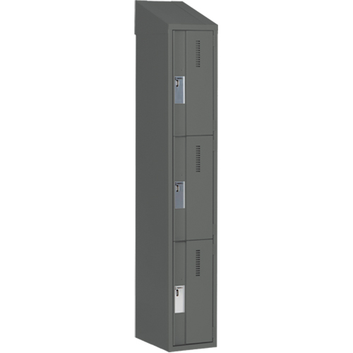 Concorde Heavy-Duty Lockers, 3 -tier, 12" x 18" x 78", Steel, Charcoal, Welded (Assembled) Stor-it Systems