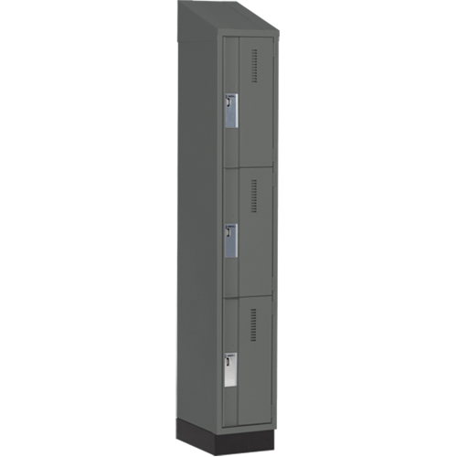 Concorde Heavy-Duty Lockers, 3 -tier, 12" x 18" x 82", Steel, Charcoal, Welded (Assembled) Stor-it Systems