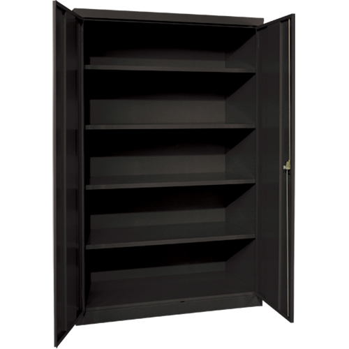 Deep Hi-Boy Storage Cabinet, Steel, 4 Shelves, 72" H x 36" W x 24" D, Black Stor-it Systems