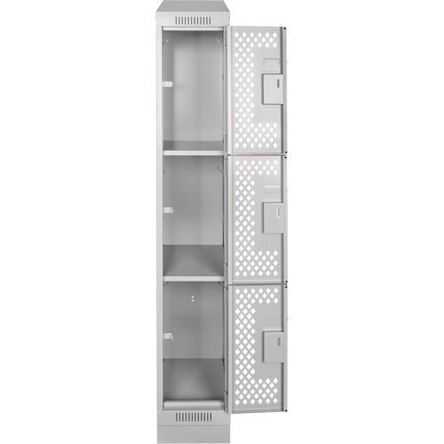 Casiers Clean Line, 3 niveaux, 12" x 12" x 72", Acier, Gris, Rivet (assembl&eacute;), Perfor&eacute; Stor-it Systems